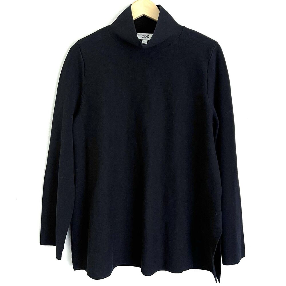COS Navy Blue Cotton Mock Neck Pullover Sweater Women’s Medium